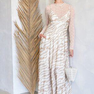 Chic Animal Print Maxi Dress w/ Open Back & Pockets